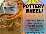 Kids' Pottery Wheel One Day Class Friday January 26th 5-7pm