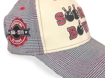 Red, Cream and Black tweed stitched ball cap