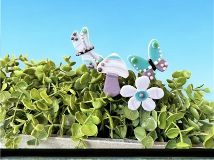 You Had Me at Merlot - Fairy Garden Picks - Fused Glass - Friday July 11th - $40