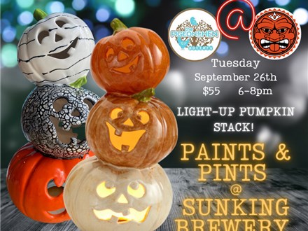 Light-Up Pumpkin Stack!  Paints and Pints at Sun King Brewery!