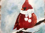 Cozy Cardinal Canvas Sip and Paint