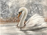 Snowy Swan Lake Canvas Paint and Sip