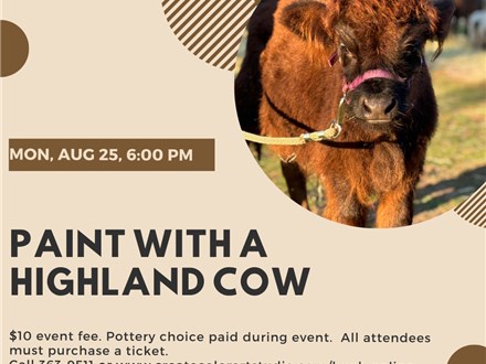 Paint With A Highland Cow-Monday, August 25, 6:00 pm