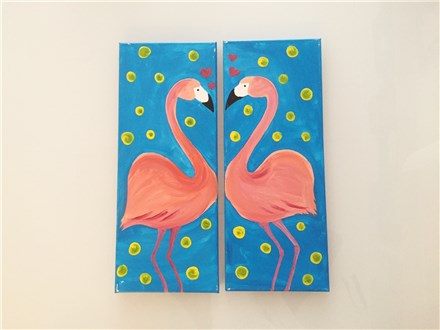 Flirting Flamingos (Couples) Canvas Class