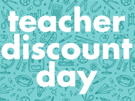Teacher Discount Day - Tuesday, July 30th: ALL Day, 50% Off Studio Fee