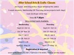 After School Arts & Crafts class WEDNESDAY Jan. 18- Feb. 15 6-7:30pm