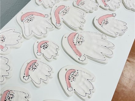 Santa Clay Hand Print Ornaments at London and York