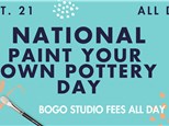 National Paint Your Own Pottery Day- Monday, October 21st, ALL DAY