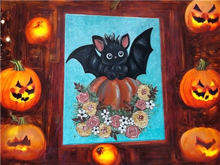 You Had Me at Merlot - Batty Over Pumpkins Canvas - Friday Sept 5th - $30 & Up