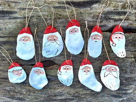 Hand-Painted Seashell Christmas Ornaments