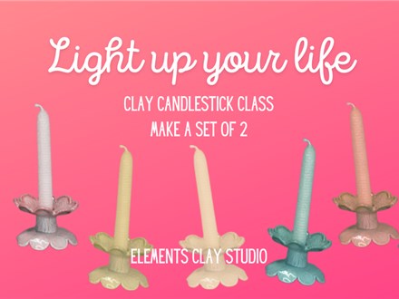 Candle holder class @ Elements Clay Studio $35pp (set of 2) JUNE 8TH 1PM