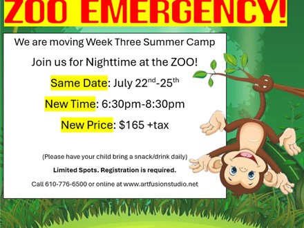 NIGHT TIME CAMP 6:30-8:30PM Week THREE *Zoo* Summer Camp 2024
