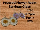 Pressed Flower Resin Earrings Class Teen+ 7/20/25 1-3pm