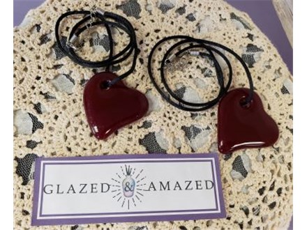 Fused Glass Red Heart Necklace 
