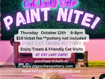 Paint Nite At The Cat Lady Cafe!  October 12th 6-8pm