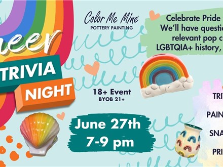 Queer Trivia Night at Color Me Mine - Princeton - June 27th